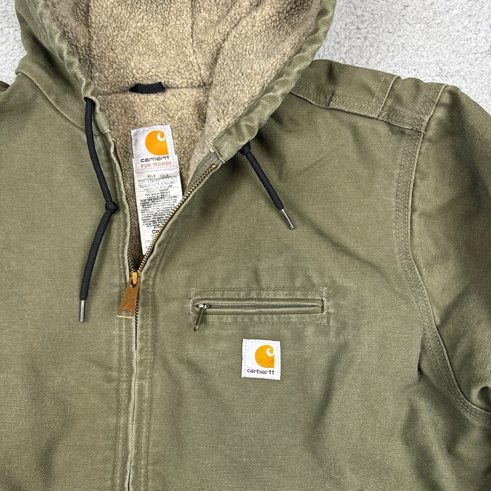 Vintage Carhartt Jacket Womens 2XL‎ Green Active Sierra Sherpa Lined WJ141 LOV - Picture 3 of 9